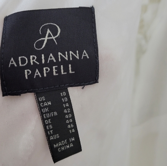 Adrianna Papell Metallic Lace Cocktail Dress Ivory - Picture 5 of 7